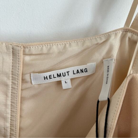 NEW $495 Helmut Lang Neutral Beige Tan Sleeveless Back Lip Mini Dress Large - Picture 9 of 10